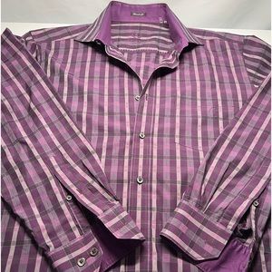 Bugatchi Uomo Classic Fit Large Contrast Colors Purple